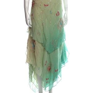 Ralph Lauren Green and Blue Asymmetrical Maxi Skirt